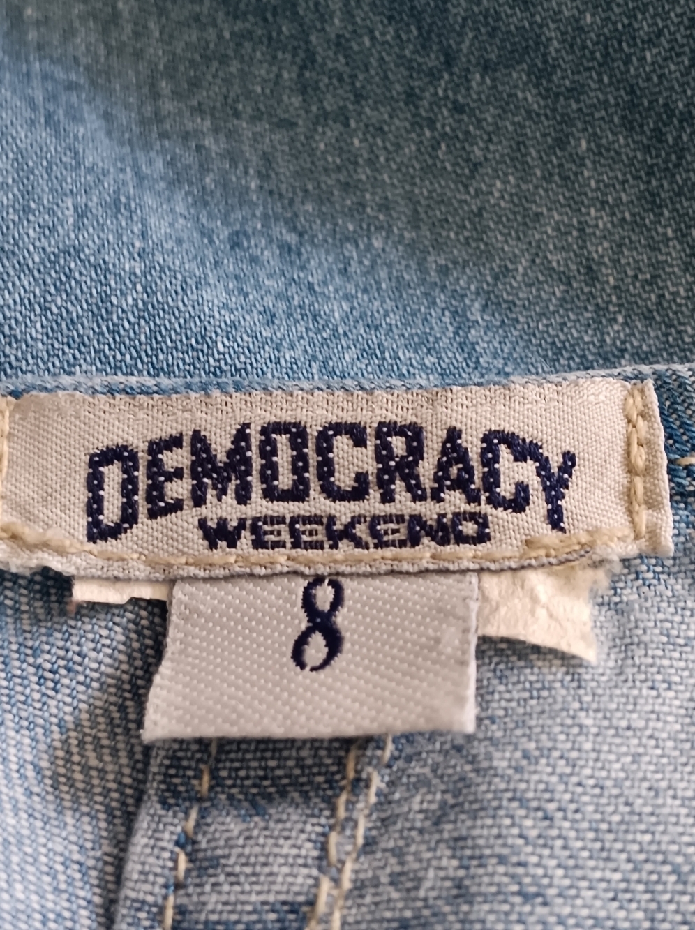 Democracy Weekend Blue Denim Patchwork Embroidered Midi Skirt 8 - Picture 10 of 10